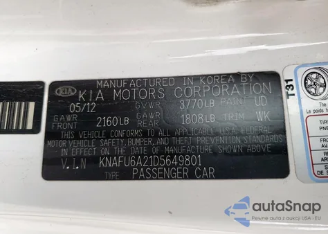 2013 Kia Forte Ex из США, поврежденный, VIN KNAFU6A21D5649801